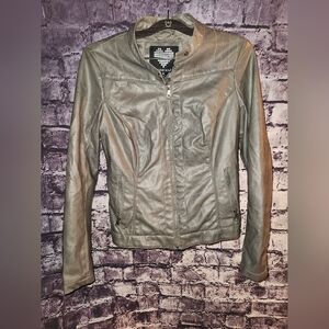Brave Soul Grey Faux Laether Jacket sz Medium